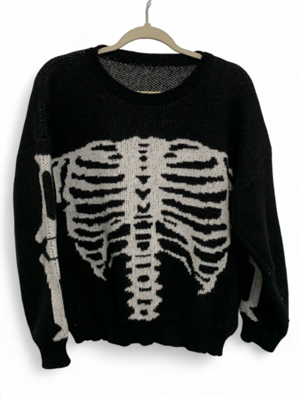 Goth Black Skeleton Ribcage Knit Sweater